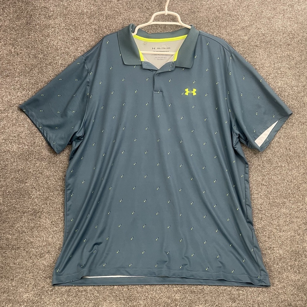 Under Armour Golf The Performance Polo Shirt Men's Sz 2XL Blue Short Sleeve